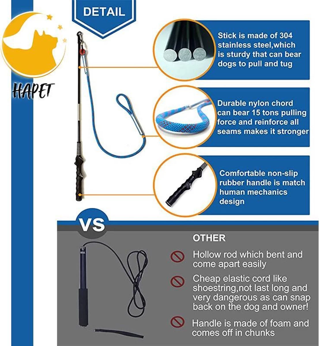 CF Pack - Hond Buitenspeelgoed Actief Behendigheid Touw Dog Flirt Pole Flirtpole Toy Tug Tease Wand Non-Bungee Cord Dog Toy For Fun Obedience Training Extandable Toy Honden Speelgoed Hondenspeelgoed Behendigheidspeelgoed 8 CF Pack - Hond Buitenspeelgoed Actief Behendigheid Touw Dog Flirt Pole Flirtpole Toy Tug Tease Wand Non-Bungee Cord Dog Toy For Fun Obedience Training Extandable Toy Honden Speelgoed Hondenspeelgoed Behendigheidspeelgoed - Afbeelding 6