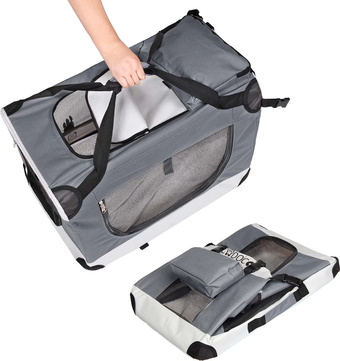 Cadoca Hondentransportbox Opvouwbaar - Maat M 4 Cadoca Hondentransportbox Opvouwbaar - Maat M - Afbeelding 2