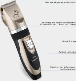 LifeGoods Hondentondeuse - Voor Katten En Honden - Complete Set - 5 Standen - Draadloos - Oplaadbaar - Goud/Zwart -Dierenwinkel 1131x1200