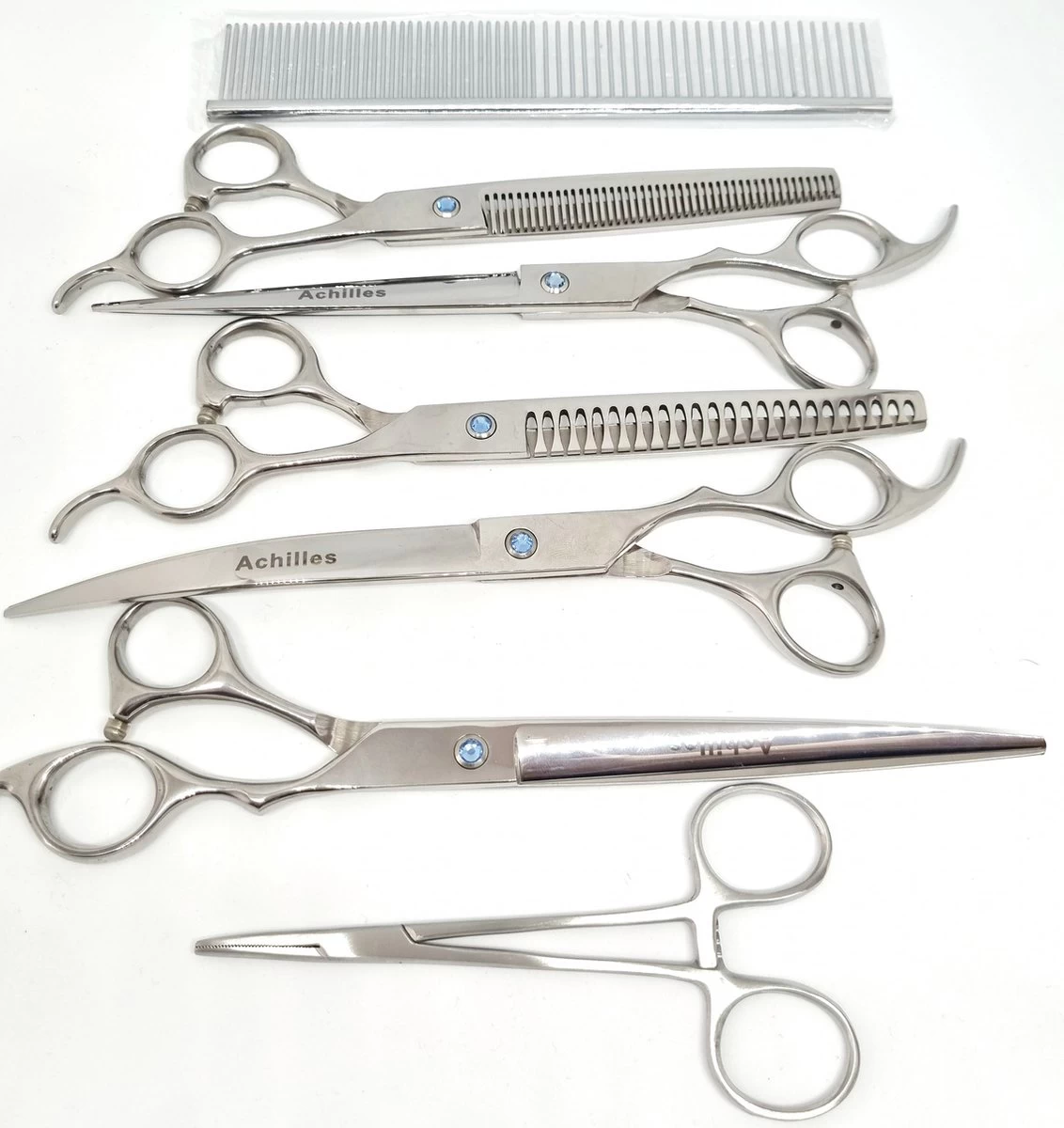 Achilles Hondenschaar - Scharenset Hond 8 INCH - 8-Delige Scharenset - Effileerschaar Hond 5 Achilles Hondenschaar - Scharenset Hond 8 INCH - 8-Delige Scharenset - Effileerschaar Hond - Afbeelding 3