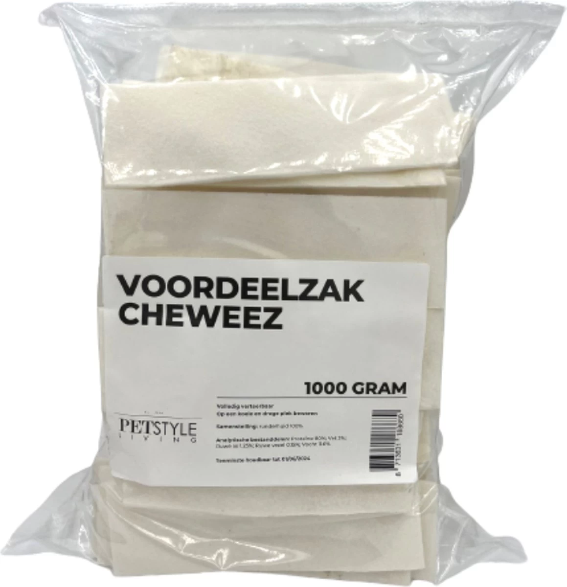 Petstyleliving Cheweez Runderhuid Kauwsnack - Voordeelzak 1 Kg - Hondensnacks 3 Petstyleliving Cheweez Runderhuid Kauwsnack - Voordeelzak 1 Kg - Hondensnacks