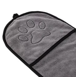 N4dogs – Hondenhanddoek – Honden Handdoek – Microvezel Handdoek – Handdoek Hond – Droogdoek Hond – Dierendeken – Sterk Absorberend – Handdoek Met Zakken - Grijs - 66 X 23 Cm -Dierenwinkel 1189x1200 1