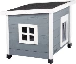 MyMax Kattenhuis - Hout - Openslaand Bitumen Dak - Kattenhuis Voor Buiten - Kattenhok - Kattenhuisje Hout - Grijs - 57*45*43CM -Dierenwinkel 1200x1020 2