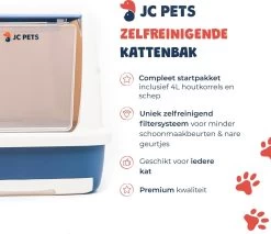 JC Pets Premium Kattenbak Systeem - Inclusief 2.5KG / 4L Kattenbakvulling - Zelfreinigend -Dierenwinkel 1200x1037