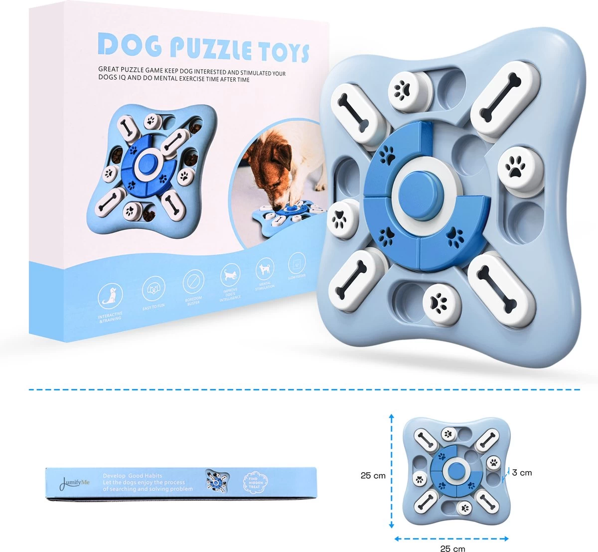 Honden Speelgoed Intelligentie – Hondenpuzzel - Interactieve Training – Voorkomt Verveling – 16 Vakjes – 11 Verplaatsbare Schuifjes - Denkspelletjes Voor Honden - Anti Schrokbak Hond – LumifyMe 4 Honden Speelgoed Intelligentie – Hondenpuzzel - Interactieve Training – Voorkomt Verveling – 16 Vakjes – 11 Verplaatsbare Schuifjes - Denkspelletjes Voor Honden - Anti Schrokbak Hond – LumifyMe - Afbeelding 2