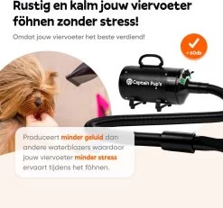 Captain Pup's Professionele Hondenföhn Met 4 Opzetstukken - Bijgeleverde Hondenborstel - Waterblazer Voor Honden - Zwart -Dierenwinkel 1200x1120 1