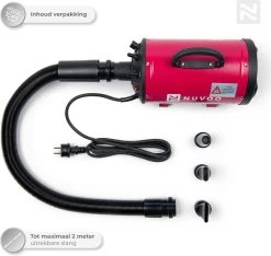 Nuvoo Professionele Hondenföhn / Waterblazer / Hondenborstel Met 3 Opzetstukken - Verstelbare Vermogen Tot 2200W - Warme / Koude Stand - Rood -Dierenwinkel 1200x1136 1