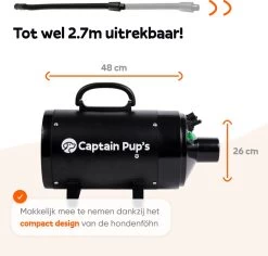 Captain Pup's Professionele Hondenföhn Met 4 Opzetstukken - Bijgeleverde Hondenborstel - Waterblazer Voor Honden - Zwart -Dierenwinkel 1200x1145 1