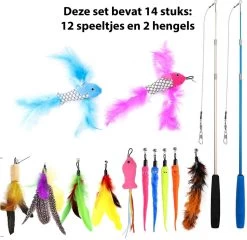 Filo Kattenhengel Set + 12 Kattenspeeltjes – Speelhengels Interactief Kattenspeelgoed – Hengel Kattenspeeltje Kittens - Speelgoed Speelhengel Vis Kat En Kitten -Dierenwinkel 1200x1168 7