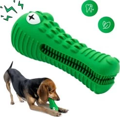Tandenborstel Hond Melk Geur Smaak En Piep Honden Speelgoed Dog Toy - Krokodil Groen - Dutchwide