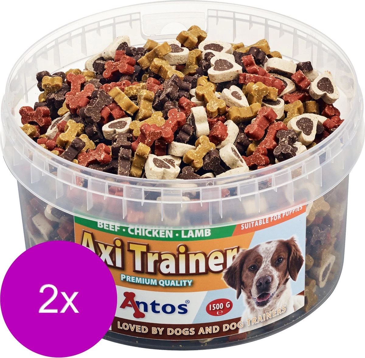 Antos Axi Trainer - Hondensnacks - 2 X Kip Lam Rund 1500 G 3 Antos Axi Trainer - Hondensnacks - 2 X Kip Lam Rund 1500 G