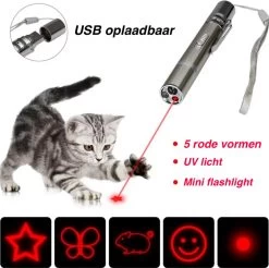 Merkloos Hoogwaardig Laserlampje Voor Katten | USB Oplaadbaar | 7 In 1 Laserpen | Laserpen | Zaklamp | Kattenspeeltje | Kattenspeelgoed | Zilver | Laserpointer Rood/groen | UV Licht -Dierenwinkel 1200x1193 4