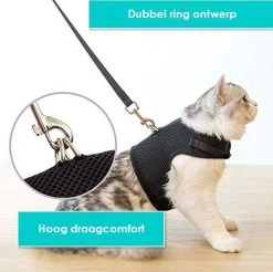 Zootic Kattentuigje Met Leiband Riem Kattenharnas Zwart Maat M Kat & Kitten - Halsomvang 20 Tot 26cm - Borstomvang 30 Tot 34cm -Dierenwinkel 1200x1195 5