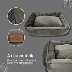 Topmast Soft Velours - Hondenmand - 75 X 58 Cm - L - Grijs - Hondenbed - Hondenkussen - Luxe Hondenmanden - Machinewasbaar Binnenkussen -Dierenwinkel 1200x1200 141
