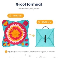Snuffelmat 70x70cm Inclusief Rubberen Massage Bal & E-book - Speelmat Hond - Denkspel Hond - Puppy Speelgoed - Anti Schrok Mat - Honden Snoepjes - Cadeau Tip -Dierenwinkel 1200x1200 17