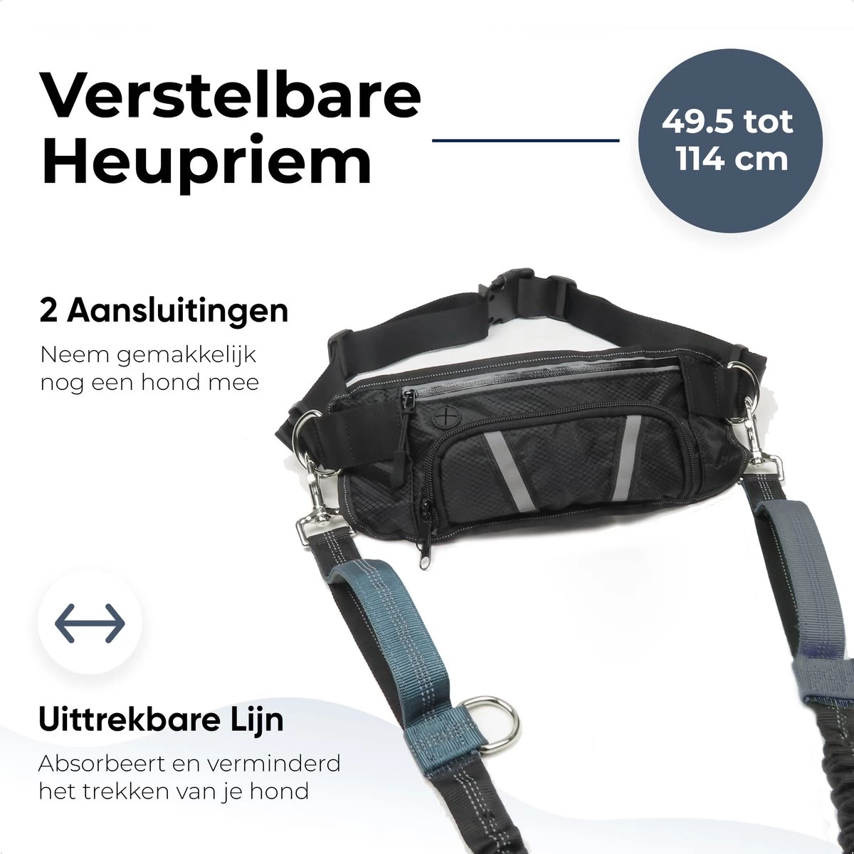 Canicross Looplijn Hond Met Heupriem Voor Hardlopen - Elastische Handsfree Hondenriem - Honden Trainingslijn - 150/200cm - Grijs 5 Canicross Looplijn Hond Met Heupriem Voor Hardlopen - Elastische Handsfree Hondenriem - Honden Trainingslijn - 150/200cm - Grijs - Afbeelding 3