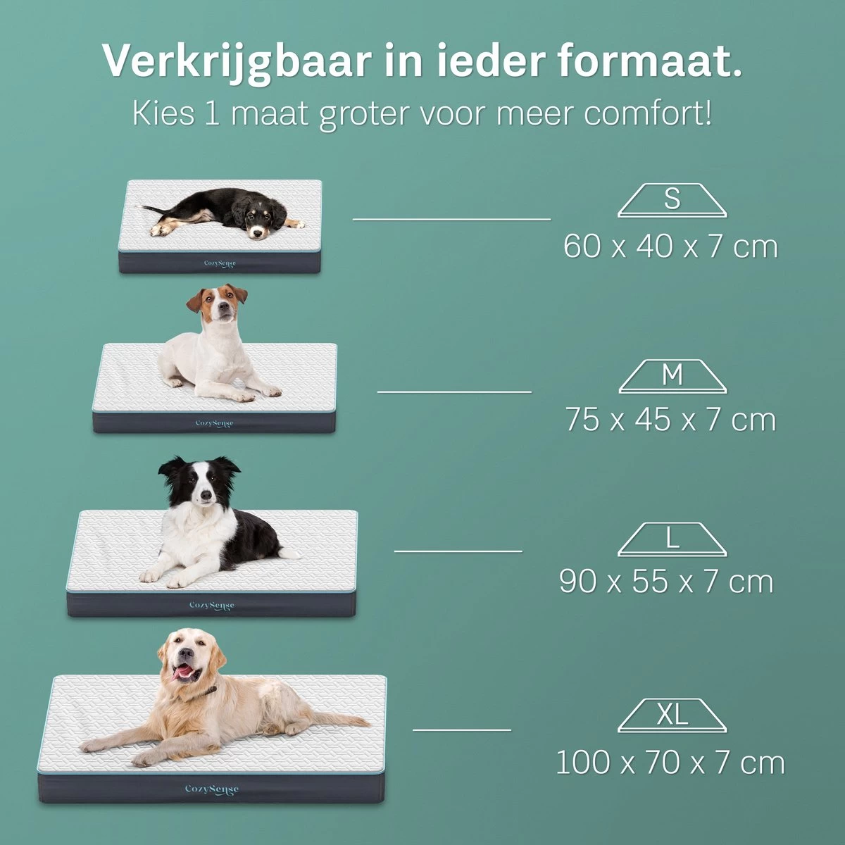 CozySense® - Orthopedisch Hondenkussen - Hondenkussen 100 X 70 Cm - Geschikt Als Benchkussen & Hondenbed - Hondenkussen Bank - Traagschuim - Waterdicht - Wasbare Hoes - Maat XL 4 CozySense® - Orthopedisch Hondenkussen - Hondenkussen 100 X 70 Cm - Geschikt Als Benchkussen & Hondenbed - Hondenkussen Bank - Traagschuim - Waterdicht - Wasbare Hoes - Maat XL - Afbeelding 2