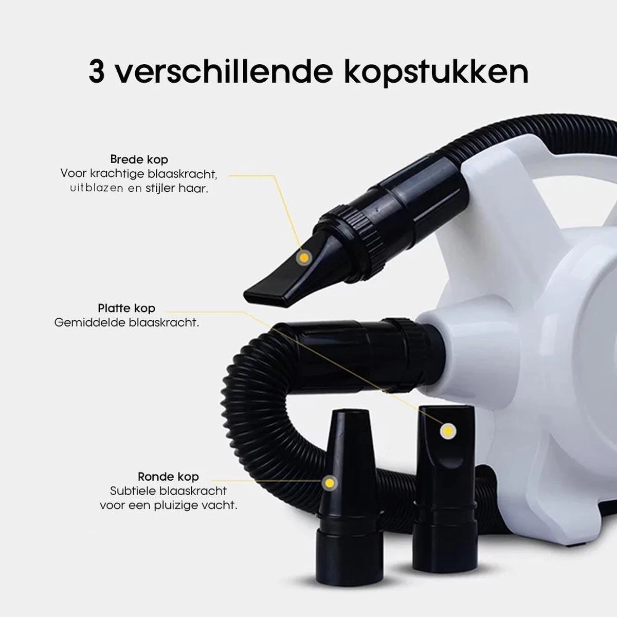 Hondenfohn - Waterblazer Met Draaiknop - 2400W Vermogen Met Warme En Koude Stand - Wit 14 Hondenfohn - Waterblazer Met Draaiknop - 2400W Vermogen Met Warme En Koude Stand - Wit - Afbeelding 12