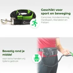 Canicross Looplijn Hond Met Heupriem Voor Hardlopen - Elastische Handsfree Hondenriem - Honden Trainingslijn - 150/200cm - Groen -Dierenwinkel 1200x1200 327