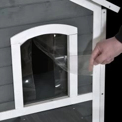 PawHut Kattenhuis Voor Buiten Kattenhut Met 2 Verdiepingen Kattenvilla, Asfaltdak, Massief Hout Grijs D30-236 15 PawHut Kattenhuis Voor Buiten Kattenhut Met 2 Verdiepingen Kattenvilla, Asfaltdak, Massief Hout Grijs D30-236 -Dierenwinkel 1200x1200 456