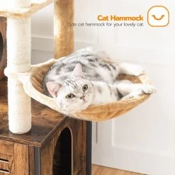 Signature Home Lola Krabpaal Met Kattenbak - Kattenbak Hangmat Mand Katten Huis - Kattenhuis Met Deur En Slot - Krabpalen Katten Huis - Kattenbakmeubel Verborgen - Alles-in-één Kattenspeelgoed Met Kattenhuis - Bruin - 70cm X 132cm X 48cm -Dierenwinkel 1200x1200 465