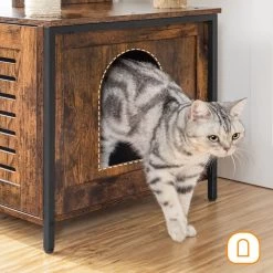 Signature Home Lola Krabpaal Met Kattenbak - Kattenbak Hangmat Mand Katten Huis - Kattenhuis Met Deur En Slot - Krabpalen Katten Huis - Kattenbakmeubel Verborgen - Alles-in-één Kattenspeelgoed Met Kattenhuis - Bruin - 70cm X 132cm X 48cm -Dierenwinkel 1200x1200 466