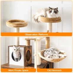 Signature Home Lola Krabpaal Met Kattenbak - Kattenbak Hangmat Mand Katten Huis - Kattenhuis Met Deur En Slot - Krabpalen Katten Huis - Kattenbakmeubel Verborgen - Alles-in-één Kattenspeelgoed Met Kattenhuis - Bruin - 70cm X 132cm X 48cm -Dierenwinkel 1200x1200 469