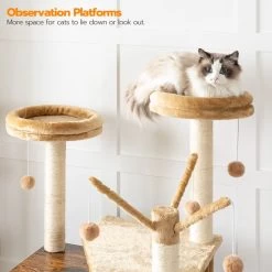 Signature Home Lola Krabpaal Met Kattenbak - Kattenbak Hangmat Mand Katten Huis - Kattenhuis Met Deur En Slot - Krabpalen Katten Huis - Kattenbakmeubel Verborgen - Alles-in-één Kattenspeelgoed Met Kattenhuis - Bruin - 70cm X 132cm X 48cm -Dierenwinkel 1200x1200 471