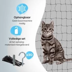 Kattennet Voor Balkon 4 X 10 M - Kattennet - Katten Gaas - Zwart -Dierenwinkel 1200x1200 543