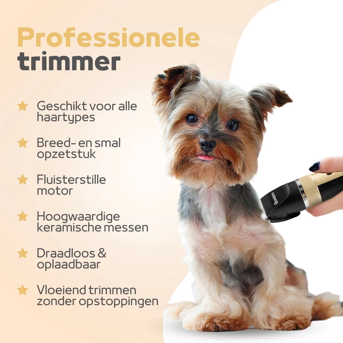 Woodoro Professionele 2-in-1 Hondentondeuse Voor Dikke Vacht – Draadloze Honden Tondeuse & Hondentrimmer – Stille Tondeuse Katten & Honden Trimset 5 Woodoro Professionele 2-in-1 Hondentondeuse Voor Dikke Vacht – Draadloze Honden Tondeuse & Hondentrimmer – Stille Tondeuse Katten & Honden Trimset - Afbeelding 3