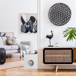 Relaxdays Kattenbak Ombouw - Met Zitkussen - Kattenhuis Wit - Kattenmeubel - Kattenkast -Dierenwinkel 1200x1200 590