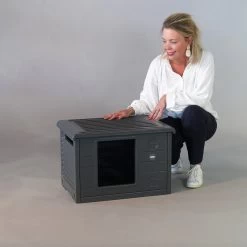 RHRQuality Kattenhuis Voor Binnen En Buiten Kattenhok Villa De Luxe Grijs -Dierenwinkel 1200x1200 616