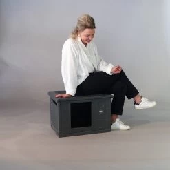 RHRQuality Kattenhuis Voor Binnen En Buiten Kattenhok Villa De Luxe Grijs -Dierenwinkel 1200x1200 617