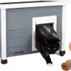 MyMax Kattenhuis - Hout - Openslaand Bitumen Dak - Kattenhuis Voor Buiten - Kattenhok - Kattenhuisje Hout - Grijs - 57*45*43CM