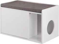 Relaxdays Kattenbak Ombouw - Met Zitkussen - Kattenhuis Wit - Kattenmeubel - Kattenkast -Dierenwinkel 1200x898 3