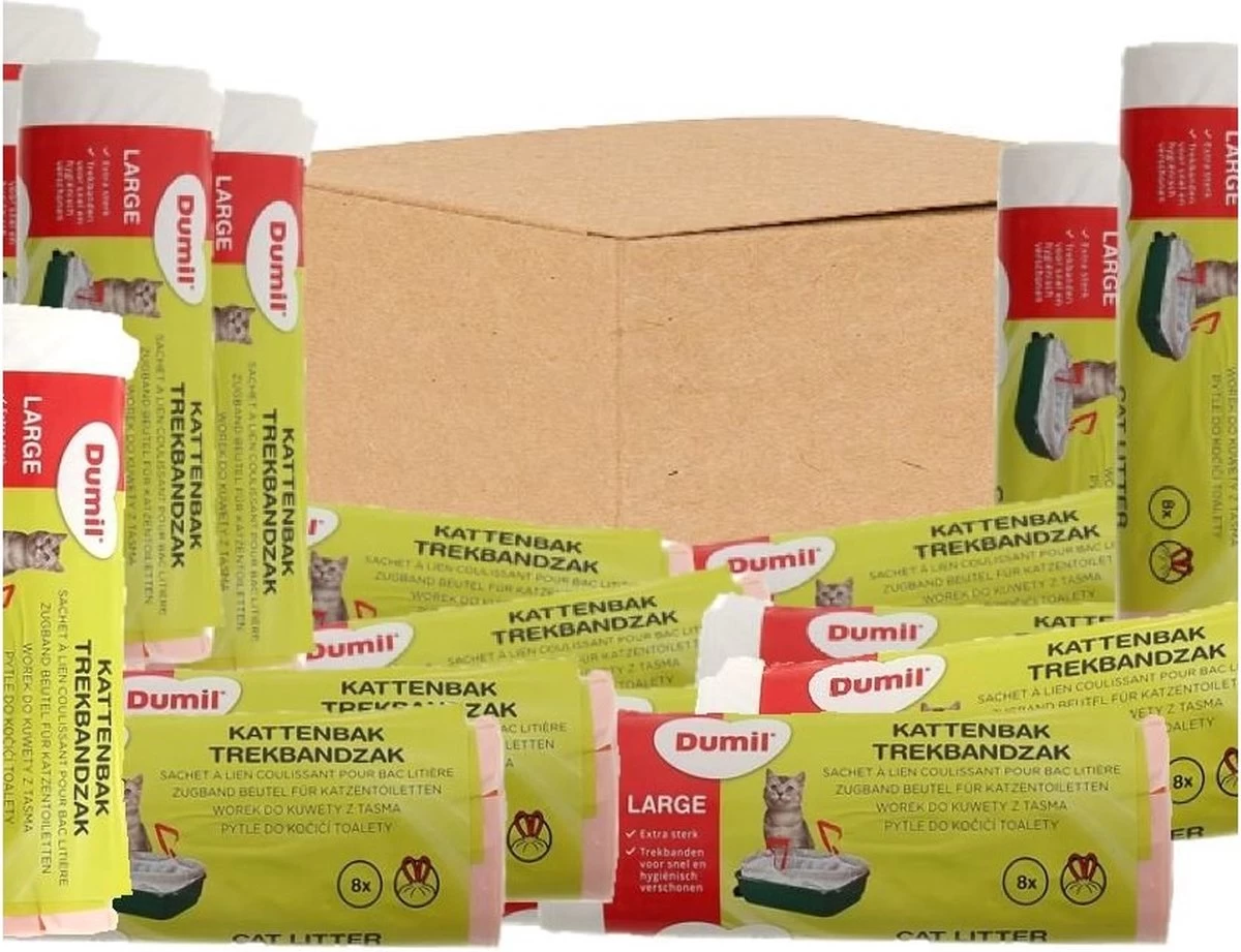 Dumil Kattenbakzakken 24 Rollen á 8 Zakken - Trekbandzakken Voor Kattenbak - 192 Zakken 3 Dumil Kattenbakzakken 24 Rollen á 8 Zakken - Trekbandzakken Voor Kattenbak - 192 Zakken