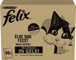 Felix Elke Dag Feest Mix Selectie In Gelei - Katten Natvoer - 80 X 85g -Dierenwinkel 1200x946 2
