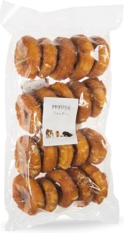 Petstyleliving Gepofte Ring Met Kip 7,5cm - 20 Stuks - Hondensnack