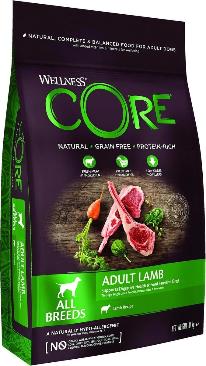 Wellness Core Grain Free Dog Adult Lam - Hondenvoer - 10 Kg 3 Wellness Core Grain Free Dog Adult Lam - Hondenvoer - 10 Kg