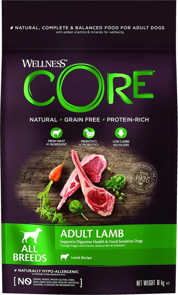 Wellness Core Grain Free Dog Adult Lam - Hondenvoer - 10 Kg 4 Wellness Core Grain Free Dog Adult Lam - Hondenvoer - 10 Kg - Afbeelding 2