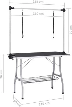 VIDAXL Hondentrimtafel Verstelbaar Met 2 Lussen En Opbergschap -Dierenwinkel 808x1200