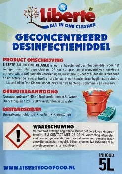 Geurverwijderaar - Liberté All In One Cleaner - Desinfectie - Dieren - Huis - Auto - Kantoor - Schoonmaakmiddel - 5L - Fresh Citrus -Dierenwinkel 840x1200