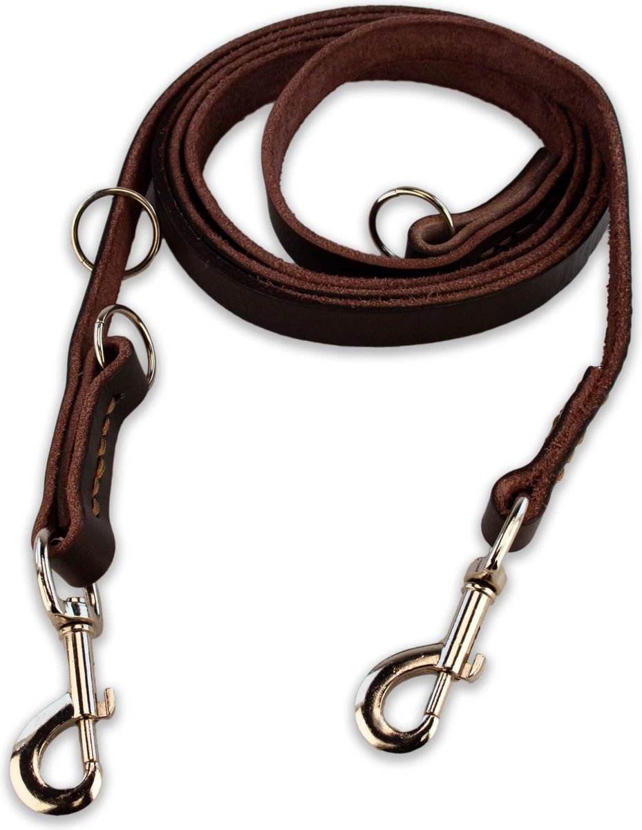 Multifunctionele Hondenriem - 220cm - Bruin - Leren Hondenriem - 100% Volnerfleer - Hondenriem Leer - Leiband Hond 4 Multifunctionele Hondenriem - 220cm - Bruin - Leren Hondenriem - 100% Volnerfleer - Hondenriem Leer - Leiband Hond - Afbeelding 2